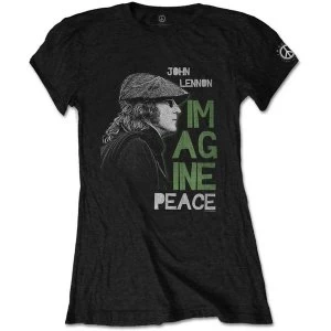 Image of John Lennon - Imagine Peace Womens Large T-Shirt - Black
