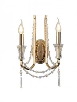 Image of Wall Lamp 2 Candle Light E14 French Gold, Crystal