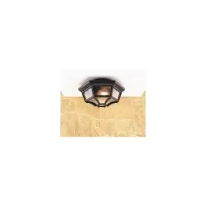 image of 1 Light 6 Panel Lantern - Flush Ceiling Light Black IP43, E27 - Firstlight