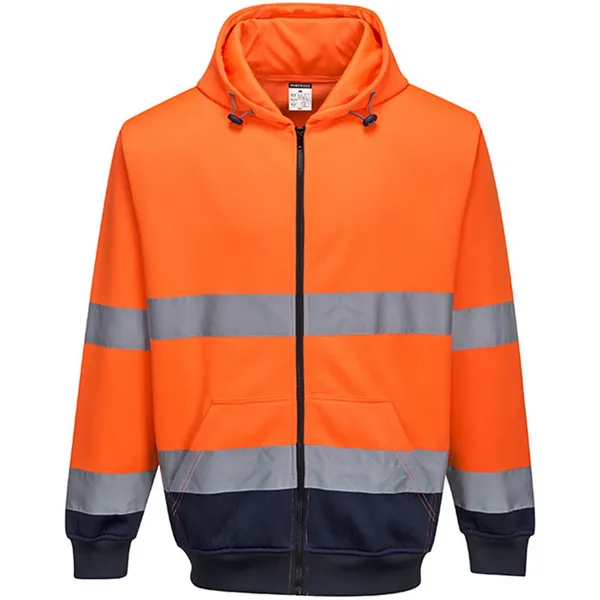 image of Portwest Hi Vis Contrast Zipped Hoodie B317ONRXXL Colour: Orange / Navy