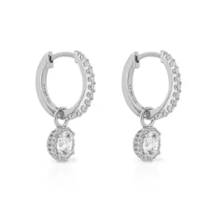 image of Diamonfire Silver Zirconia Brilliant Cut Pave Hoop Earrings