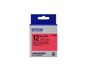 image of Epson LK-4RBP Black on Red 12mm x 9m Labelling Tape