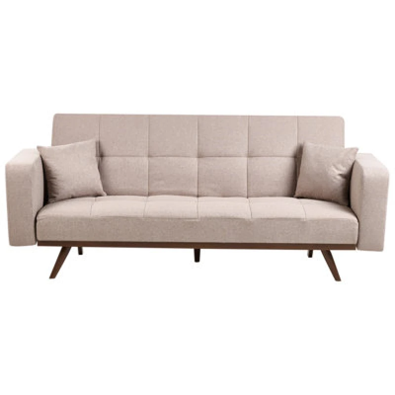Image of Beliani Sofa Bed 3 Seater Hjulby Light Brown