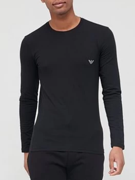 Image of Emporio Armani Shiny Logo Band Long Sleeve T-Shirt Black Size L Men