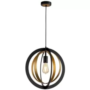 image of Ceiling Pendant, 1 x E27, Black, Satin Gold - Luminosa Lighting