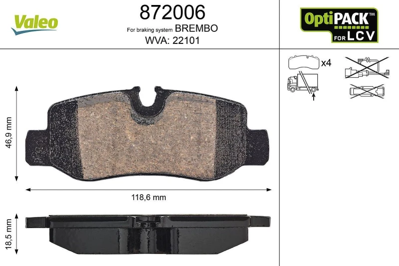 Image of Brake pad set VALEO 872006