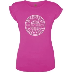 Image of The Beatles - Sgt Pepper Drum Womens Large T-Shirt - Pink