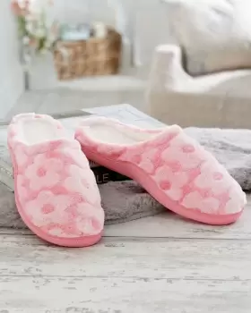 image of Cotton Traders Womens Patterned Mule Slippers in Pink