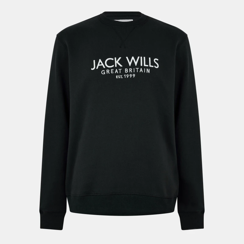 Image of Jack Wills Belvue Logo Sweatshirt Mens Black male XS
