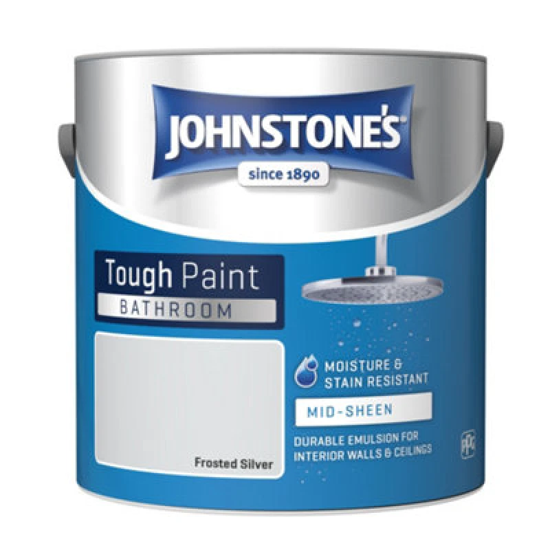 Image of Johnstone's Bathroom Mid-Sheen Tough Paint Frosted Silver - 2.5L