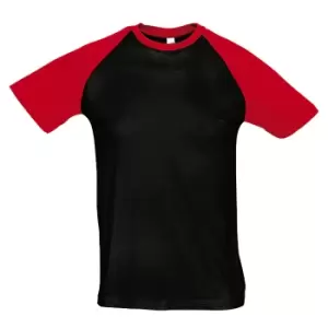 Image of SOLS Mens Funky Contrast Short Sleeve T-Shirt (L) (Black/Red)
