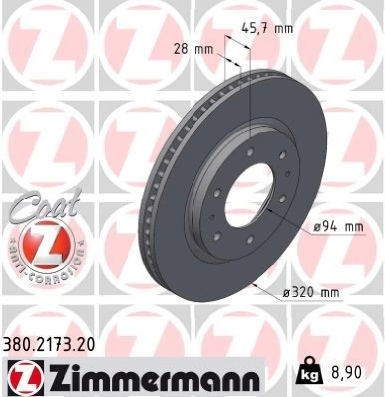 Image of ZIMMERMANN Brake disc ZIMMERMANN 380.2173.20
