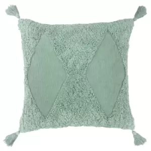 Image of Kantha Tufted Diamond Cushion Eucalyptus