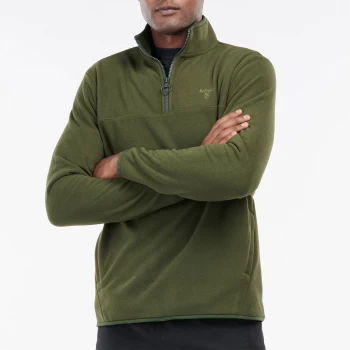 image of Barbour 55 Degrees North Mens Lowland Half Zip Fleece - Dark Olive - L