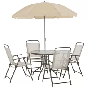 image of Outsunny 6 Pcs Bistro Set, Texteline-Black/Cream