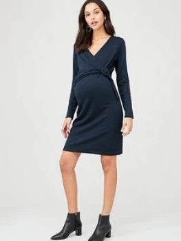 image of Mama-Licious Maternity Wrap Belt Dress - Navy