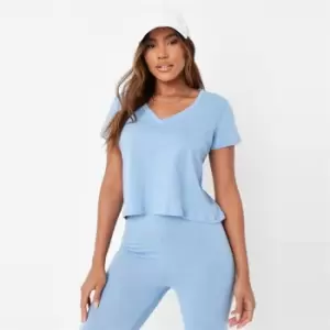 Missguided Relaxed Fit V Neck T Shirt - Blue