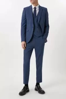 image of Mens Skinny Fit Blue Semi Plain Suit Trousers