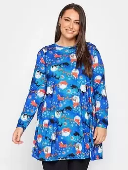 Image of Yours Novelty Long Sleeve Tunic Starry Nights - Blue Size 14, Women