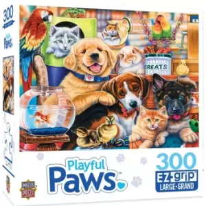 Image of Masterpieces Puzzle Playful Paws Home Wanted Ez Grip Puzzle 300 piece jigsaw puzzle