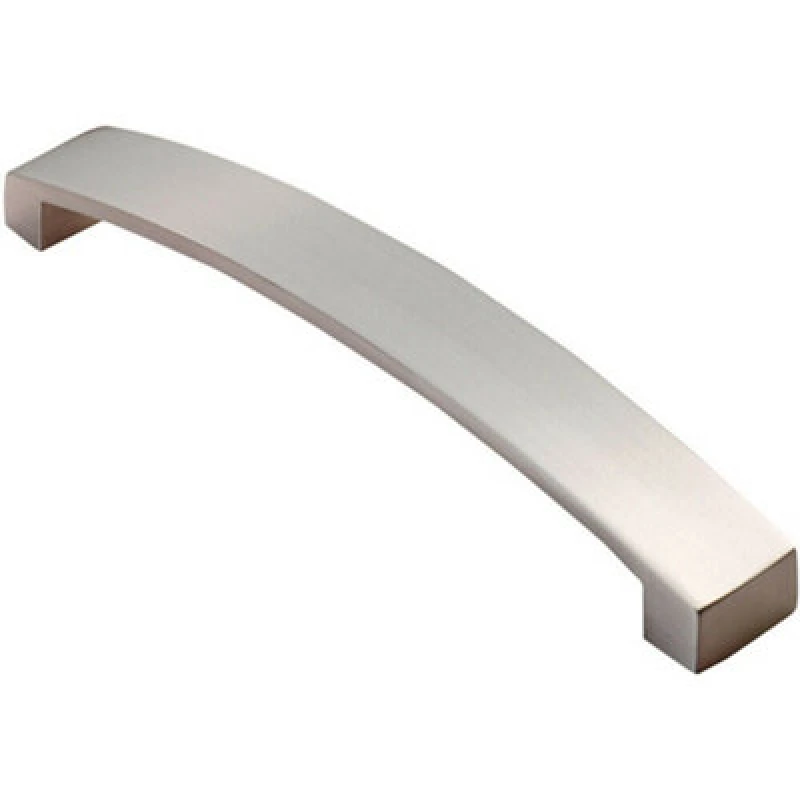 Image of Loops Flat Curved Bow Pull Handle 172 x 25mm 160mm Fixing Centres Satin Nickel Metallics unisex