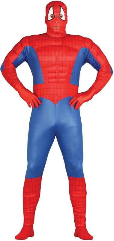 Image of Fiestas Guirca Fancy Dress Adult Muscled Superhero in Red Size: Medium Red Unisex M