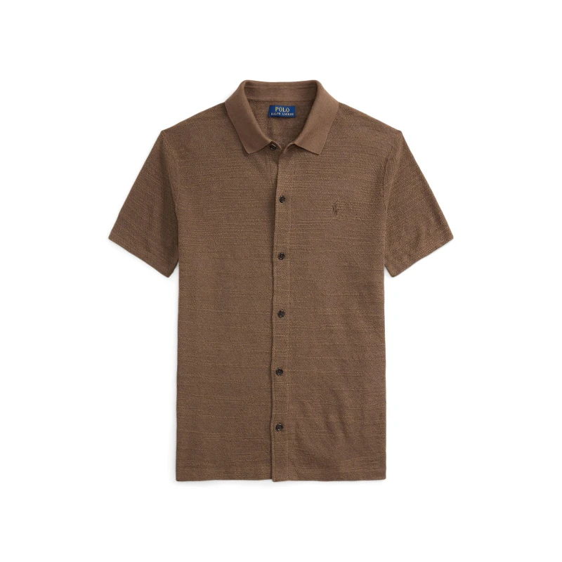 Image of Polo Ralph Lauren Mens Short-Sleeve Plain Shirt Fall Brown male L