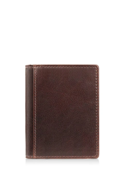Image of PRIMEHIDE 'Tuscan' Leather Mens Credit Card Holder Brown