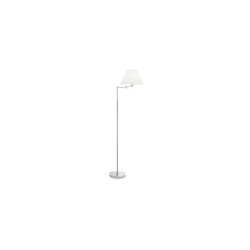 Image of Ideal Lux Beverly - 1 Light Adjustable Floor Lamp Chrome, White with Shade, E27