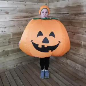 image of Halloween Inflatable Pumpkin Costume With Pumpkin Hat! Adult Size - Battery Powered