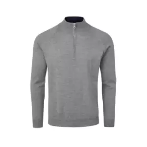 image of Oscar Jacobson Merino Zip Neck Sweater - Grey