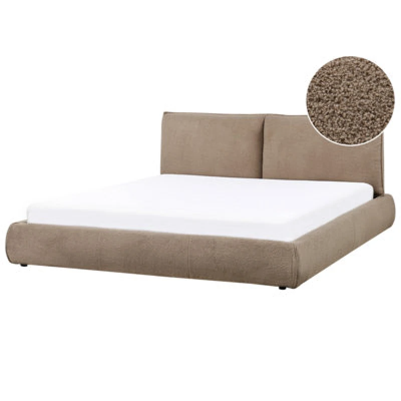 Image of Beliani Bed Boucle Vinay 180 X 200 Cm (Eu Super King) Brown