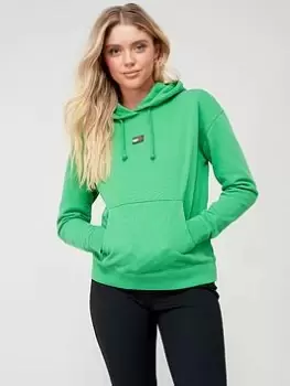 Image of Tommy Jeans Badge Hoodie - Green, Size S, Women
