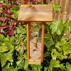 image of Tom Chambers - Melrose Wooden 4 Port Garden Wild Bird Hanging Easy Fill Seed Feeder