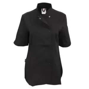 Image of Dennys Womens/Ladies Short Sleeve Fitted Chef Jacket (XS) (Black)