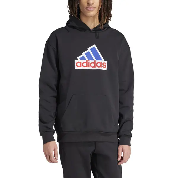 Image of Embossed Logo Print Hoodie in Cotton Mix