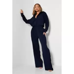 I Saw It First Textured Oversized Trouser Co-Ord - Blue