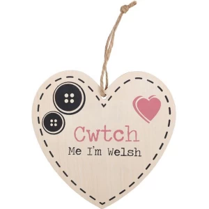 Image of Cwtch Me I'm Welsh Hanging Heart Sign