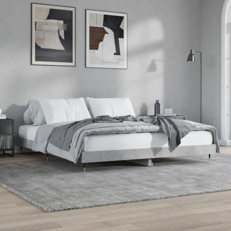 Image of VIDAXL Bed Frame without Mattress Concrete Grey 200x200cm Vidaxl 8720845795986
