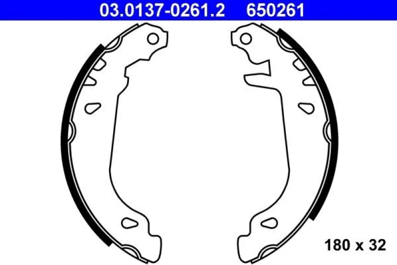 Image of ATE 03.0137-0261.2 Brake Shoes Brake Shoe Set (70)