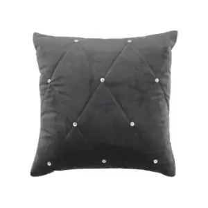 Image of Riva Paoletti New Diamante Quilted Cushion Cover, Pewter, 55 x 55 Cm