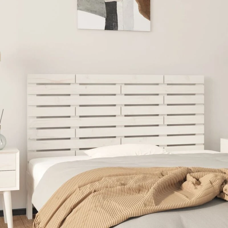 Image of Vidaxl Wall Headboard White 146X3X63cm Solid Wood Pine, White 824734