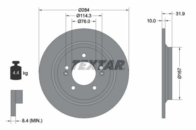 Image of Brake disc TEXTAR 92293103