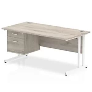 Image of Trexus Rectangular Desk White Cantilever Leg 1600x800mm Fixed Ped 2