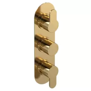 image of Nuie Triple Thermostatic Round Valve - Brushed Brass