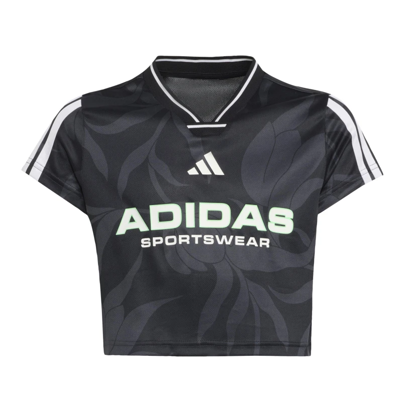 Image of adidas House of Tiro Colors of Football Crop T-Shirt Juniors Black/White female 11-12 Years