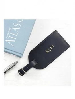 image of Personalised Navy Foiled Leather Luggage Tag