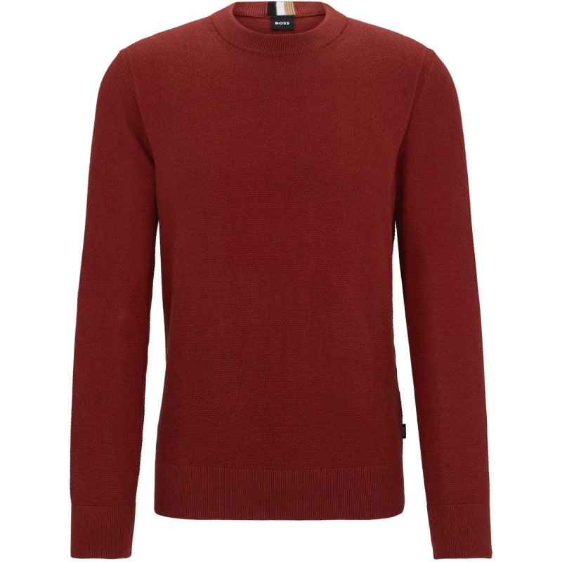 Image of Boss Mens Ecaio-P Knitted Jumper Open Brown male X Large