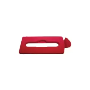 Image of Slim Jim Recycling Station Bin Paper Slot Lid Red