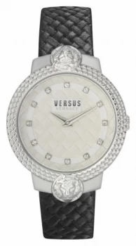 image of Versus Versace Womens Mouffetard Black Leather Strap Watch